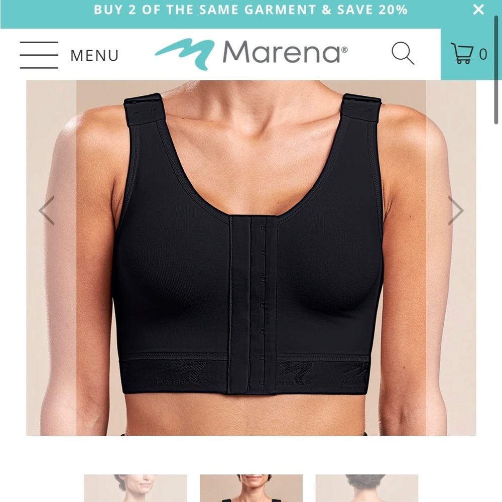 Marena Recovery B2 Bra - Post Surgery Compression Bra Size XLarge 4244 Black